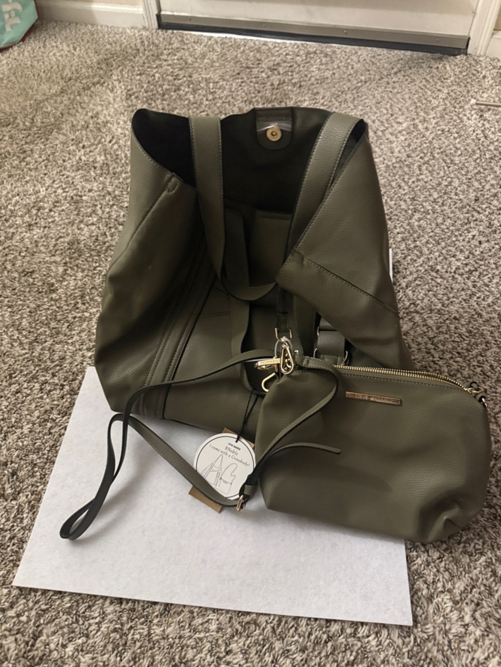 Steve Madden Olive Green Tote with Matching Wristlet